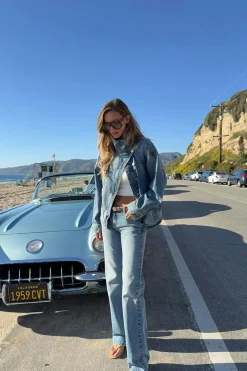 Gina Tricot Crush straight jeans Blå Clearance