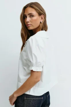 Gina Tricot Cute collar blouse Hvit Discount