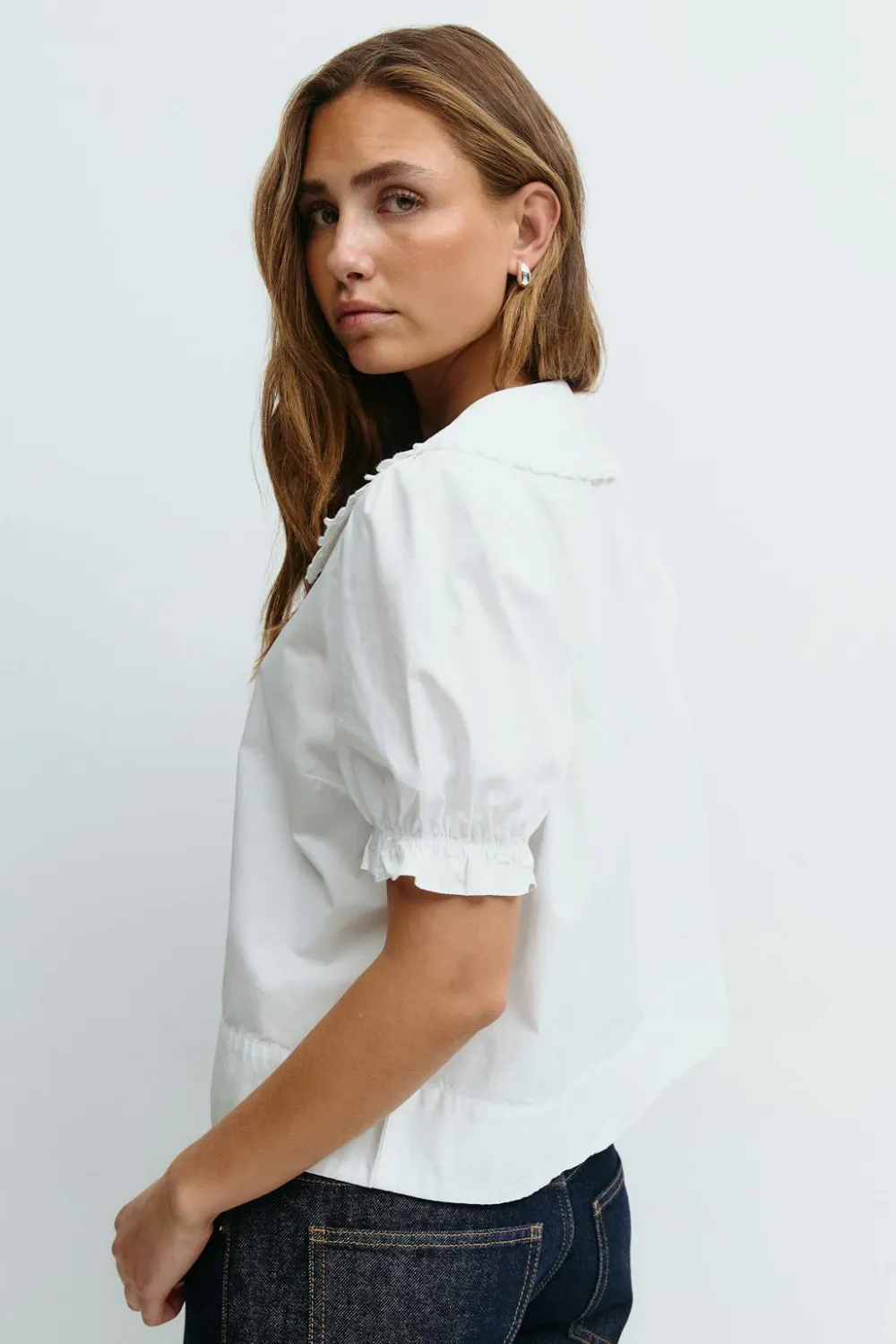 Gina Tricot Cute collar blouse Hvit Discount