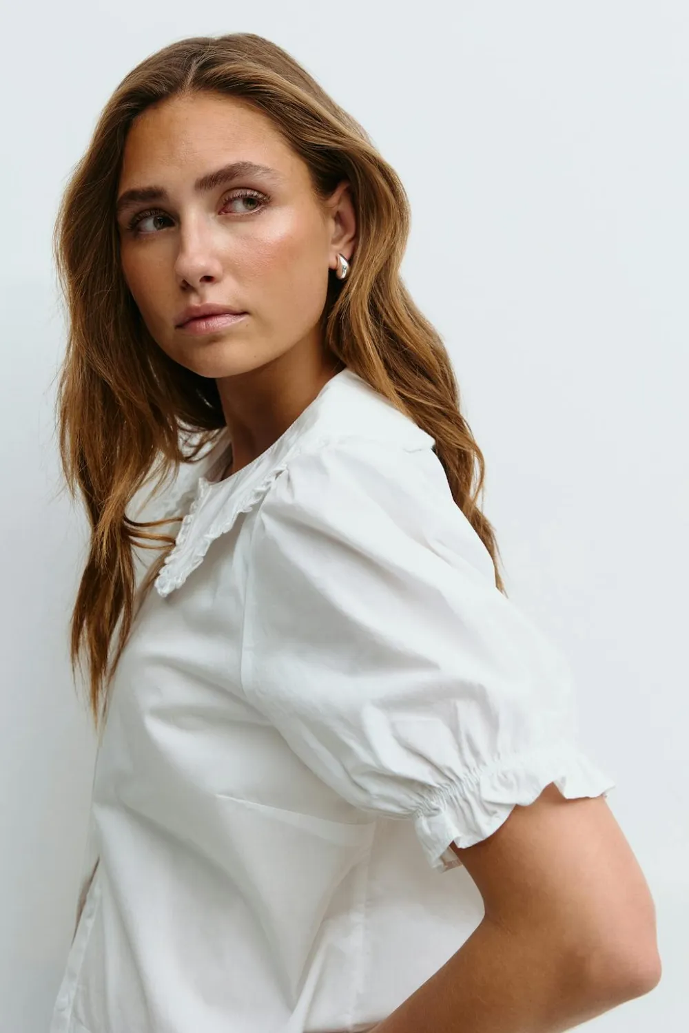 Gina Tricot Cute collar blouse Hvit Discount