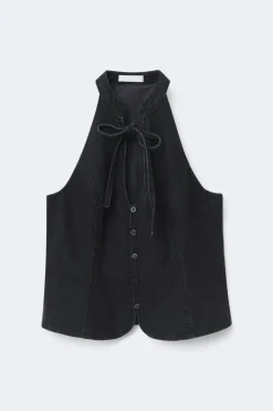 Gina Tricot Daring deni top Svart
