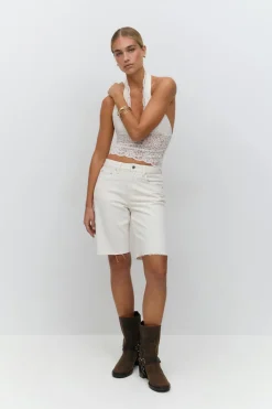 Gina Tricot Denim jorts Hvit Outlet