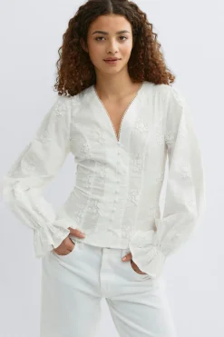 Gina Tricot 3d fower top Hvit Hot