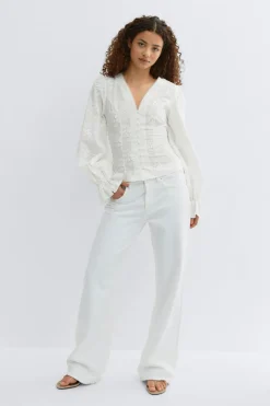 Gina Tricot 3d fower top Hvit Hot