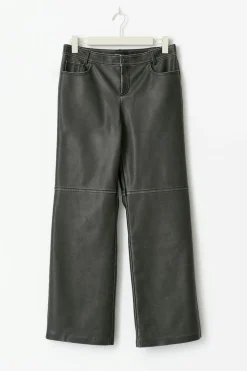 Gina Tricot Distressed pu trousers Svart Clearance