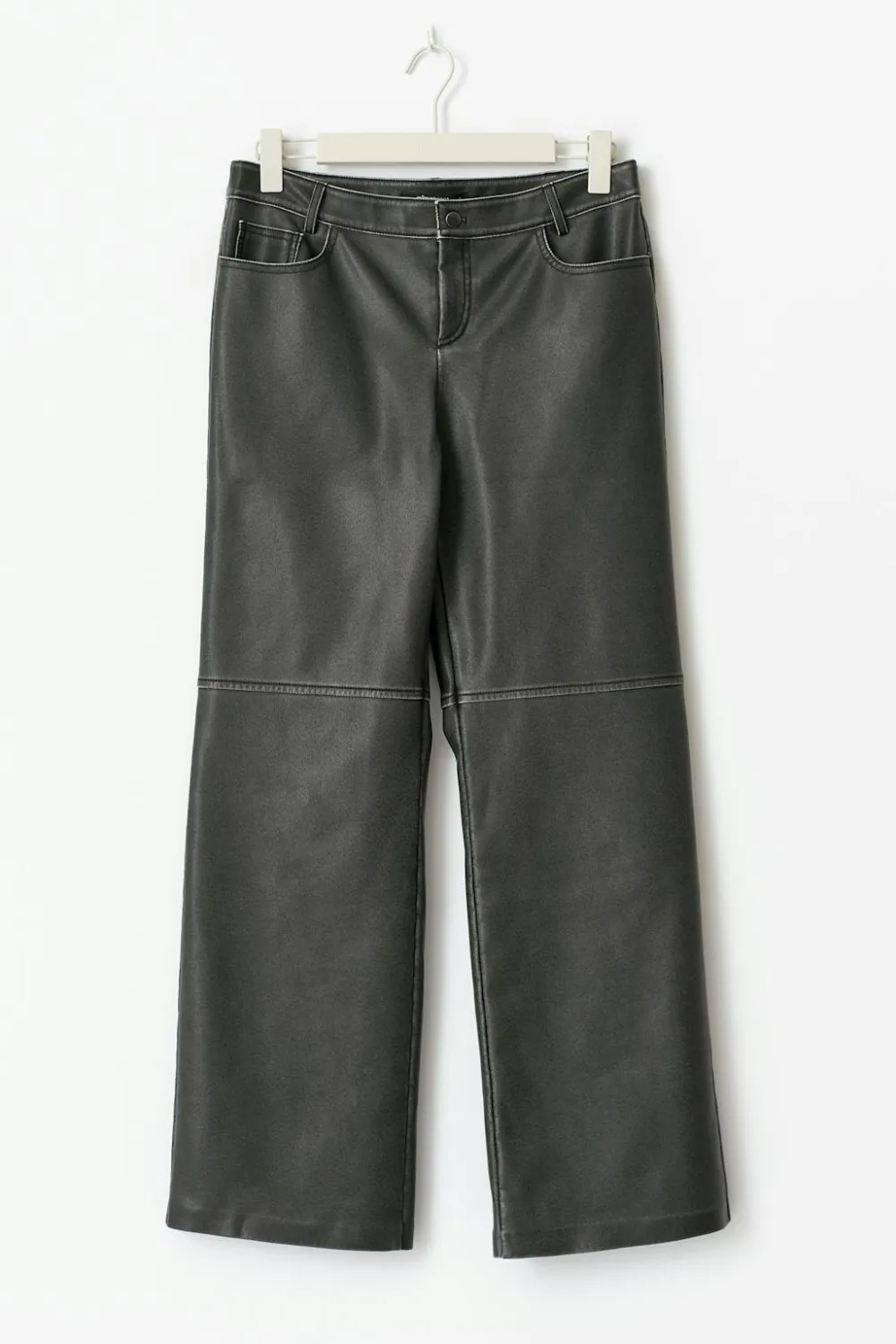 Gina Tricot Distressed pu trousers Svart Clearance
