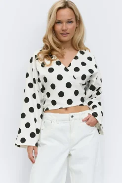 Gina Tricot Dot wrap tie top Svart Hot