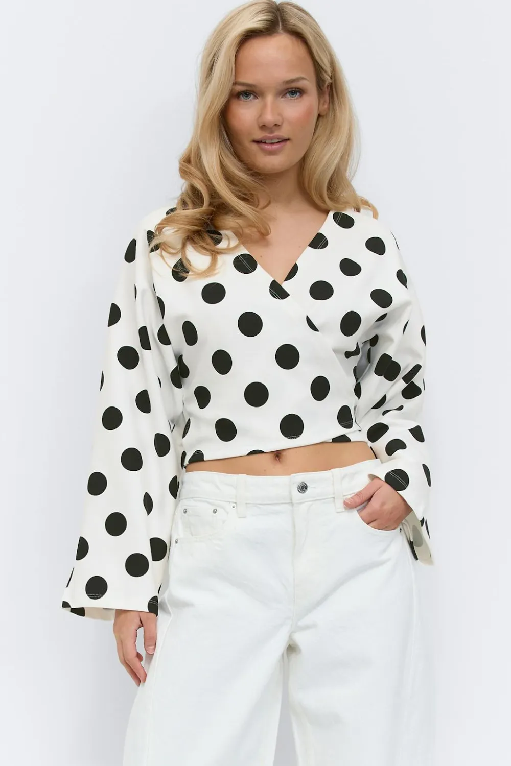Gina Tricot Dot wrap tie top Svart Hot
