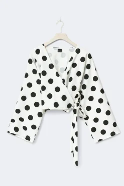 Gina Tricot Dot wrap tie top Svart Hot