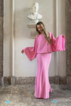 Gina Tricot Draped back maxi dress Rosa Sale