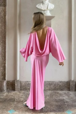 Gina Tricot Draped back maxi dress Rosa Sale