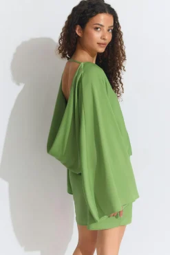 Gina Tricot Draped back mini dress Grønn Discount