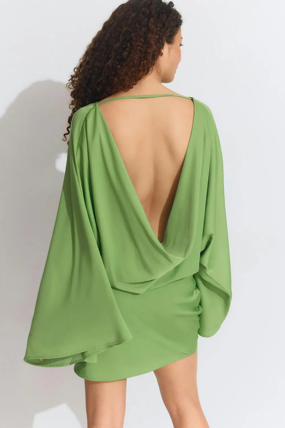 Gina Tricot Draped back mini dress Grønn Discount