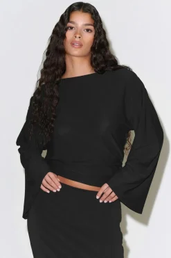 Gina Tricot Draped back top Svart Clearance