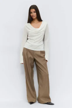 Gina Tricot Draped knitted top Hvit New