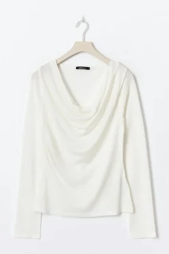Gina Tricot Draped knitted top Hvit New