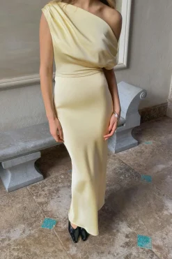 Gina Tricot Draped satin maxi dress Gul Best