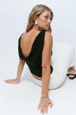 Gina Tricot Draped top Svart Outlet