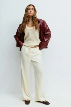 Gina Tricot Drawtring atin trouer Gul
