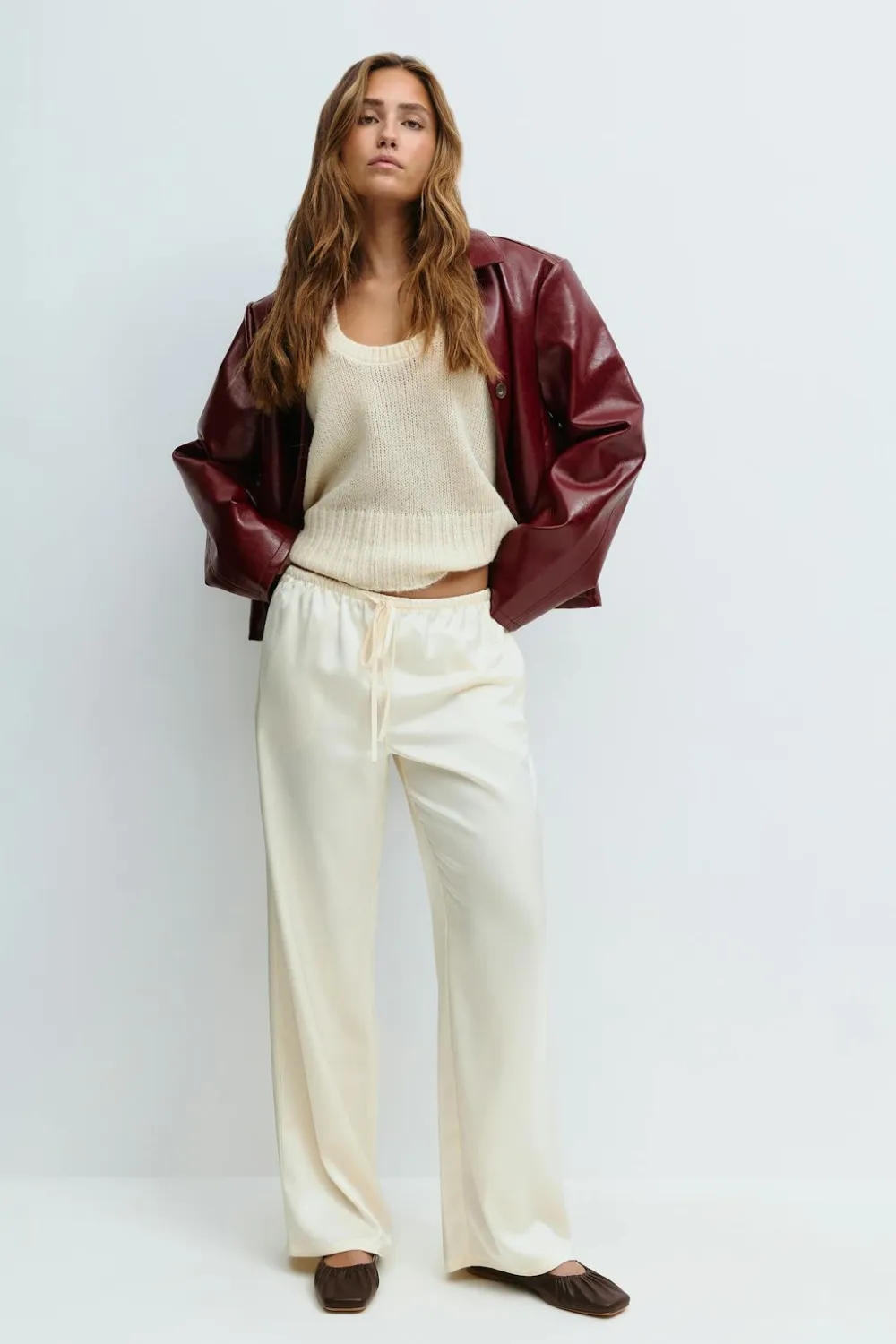 Gina Tricot Drawtring atin trouer Gul