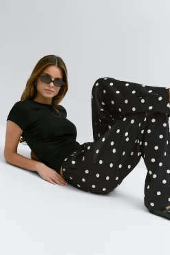 Gina Tricot Drawtring atin trouer Svart New