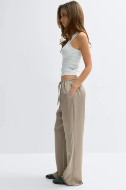 Gina Tricot Drawtring atin trouer Beige Hot