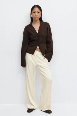 Gina Tricot Drawtring atin trouer Hvit Sale