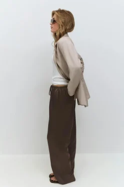 Gina Tricot Drawtring atin trouer Brun Discount