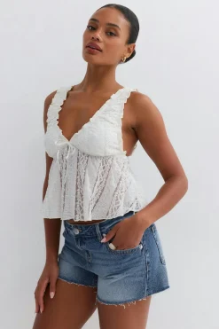 Gina Tricot Drop loose denim shorts Blå Outlet