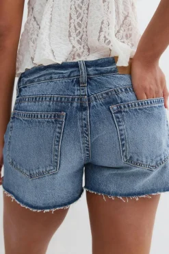 Gina Tricot Drop loose denim shorts Blå Outlet