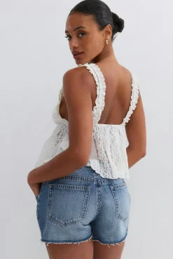 Gina Tricot Drop loose denim shorts Blå Outlet