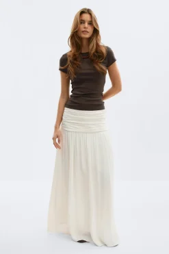 Gina Tricot Dropped waist skirt Hvit Sale