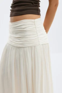 Gina Tricot Dropped waist skirt Hvit Sale