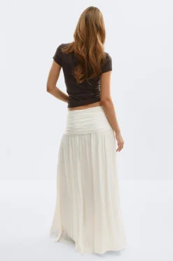 Gina Tricot Dropped waist skirt Hvit Sale