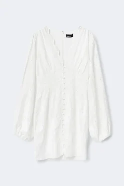 Gina Tricot Embroidered mini dress Hvit Discount