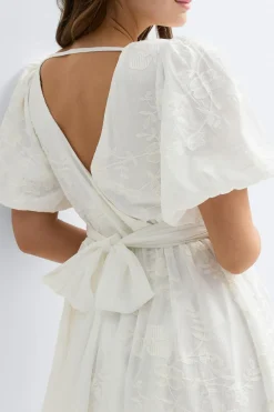 Gina Tricot Embroidered mini dress Hvit