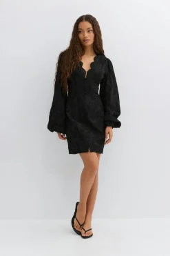 Gina Tricot Embroidered mini dress Svart Clearance