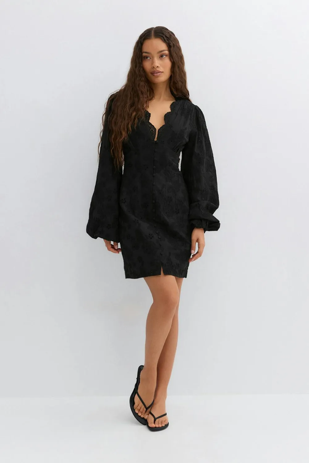 Gina Tricot Embroidered mini dress Svart Clearance