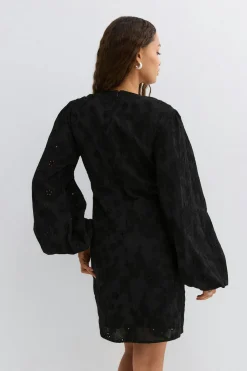 Gina Tricot Embroidered mini dress Svart Clearance