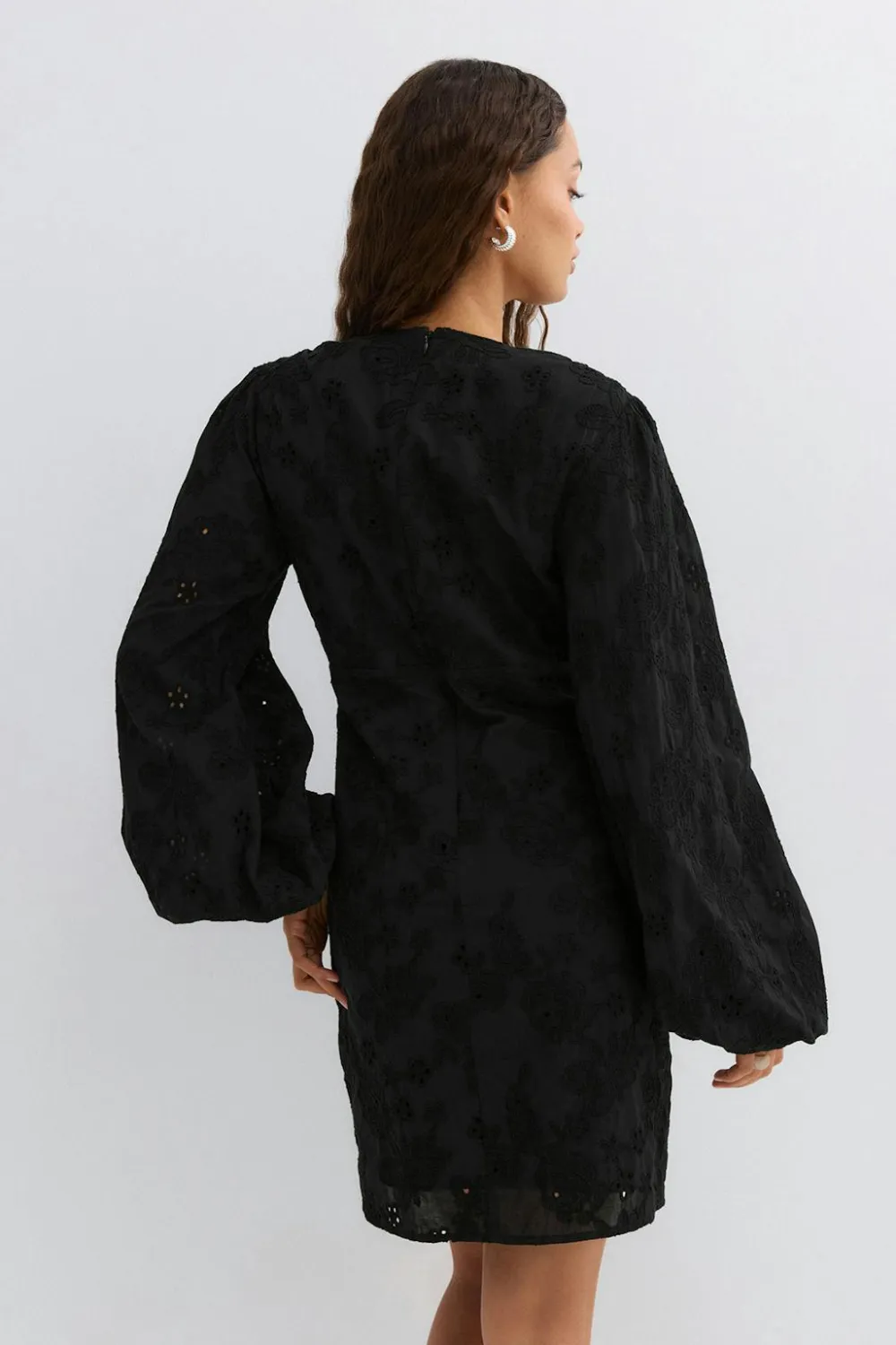 Gina Tricot Embroidered mini dress Svart Clearance