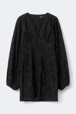 Gina Tricot Embroidered mini dress Svart Clearance