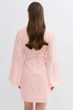 Gina Tricot Embroidered mini dress Rosa Sale