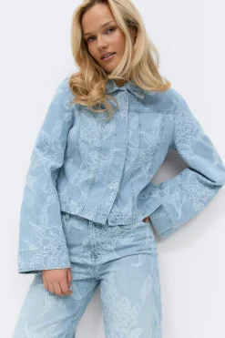 Gina Tricot Ebroidery deni hirt Blå Outlet