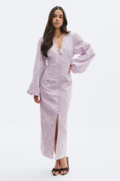Gina Tricot Embroidery dress Lilla Discount
