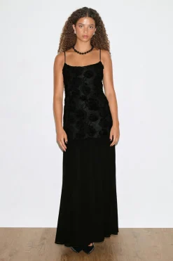 Gina Tricot Embroidery dropped waist dress Svart Discount