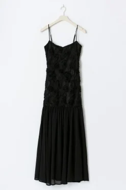 Gina Tricot Embroidery dropped waist dress Svart Discount