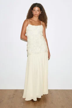 Gina Tricot Embroidery dropped waist dress Hvit Hot