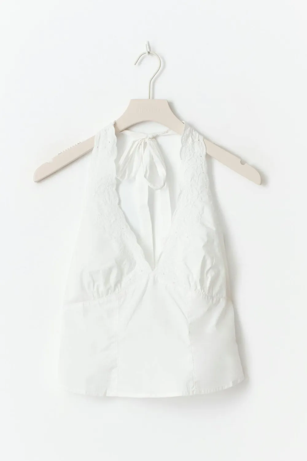 Gina Tricot Embroidery halter neck top Hvit Clearance