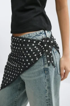 Gina Tricot Embroidery hip scarf Svart Discount