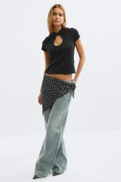 Gina Tricot Embroidery hip scarf Svart Discount